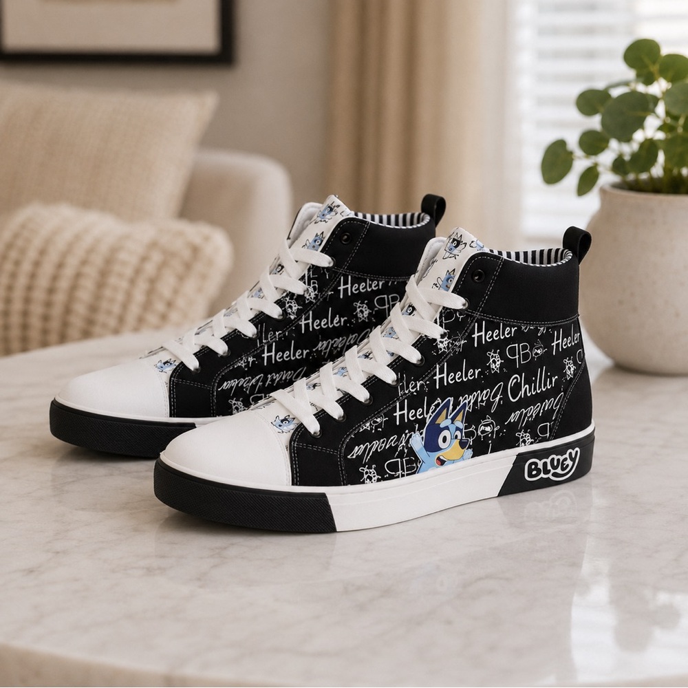 🆕 GROUND UP Bluey & Bingo Family Lace-Up High Top Sneaker shoes SZ 8.5 W SZ 7 M